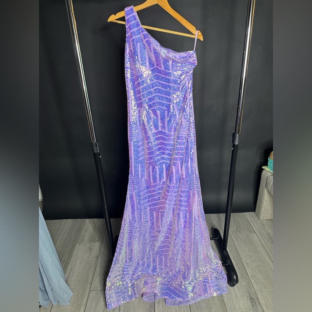 One-Shoulder Lavender Sequin Gown NEW